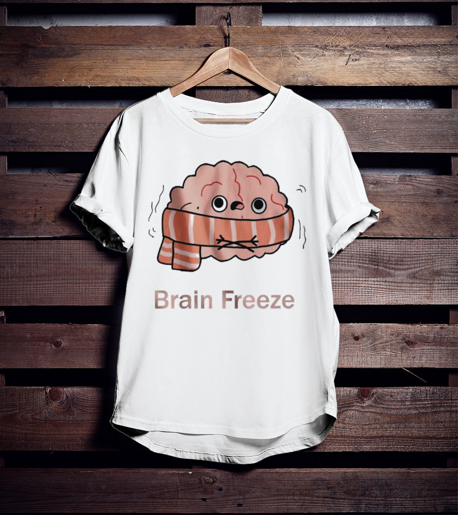 Brain Freeze Shivering Brain Wrapped In A Scarf T-Shirt