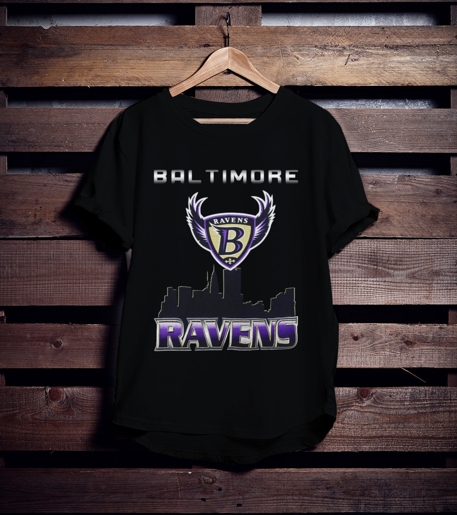 Baltimore Ravens Skyline Logo Vintage Ravens T-Shirt