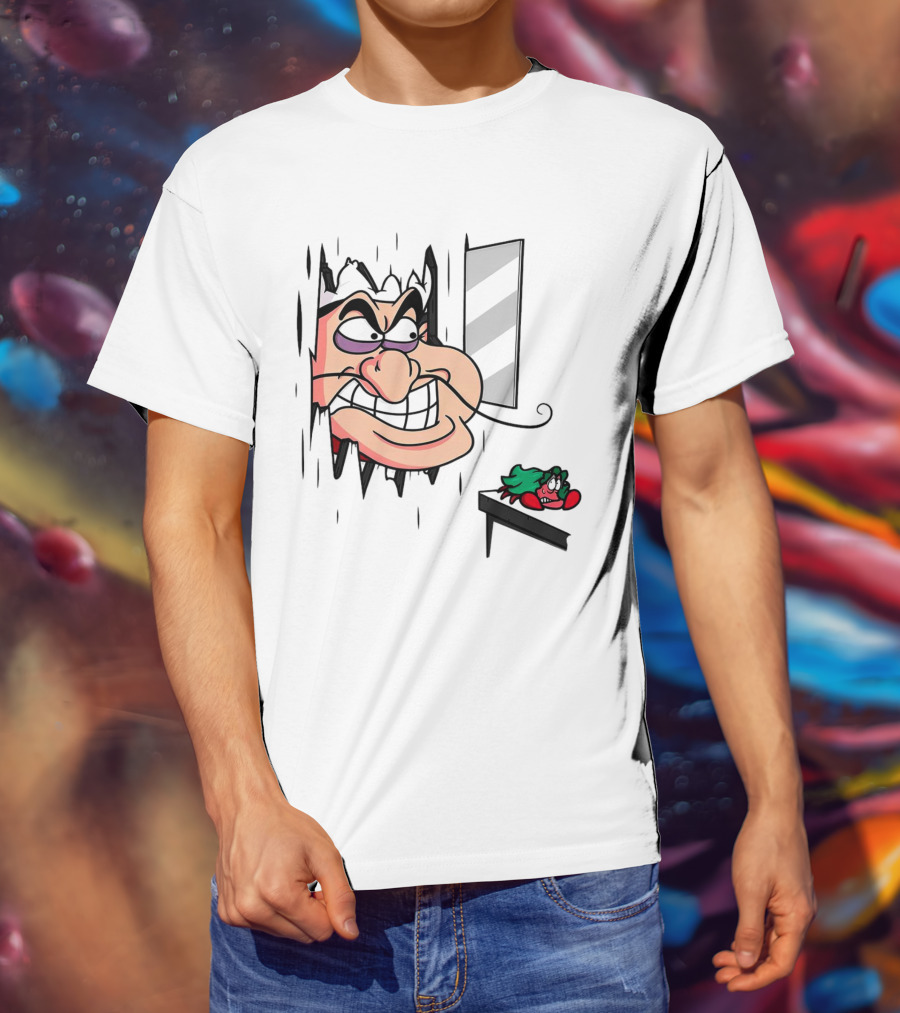 Chef Louis The Little Mermaid Cartoon Illustration With Louis Peeking Through Doorway T-Shirt