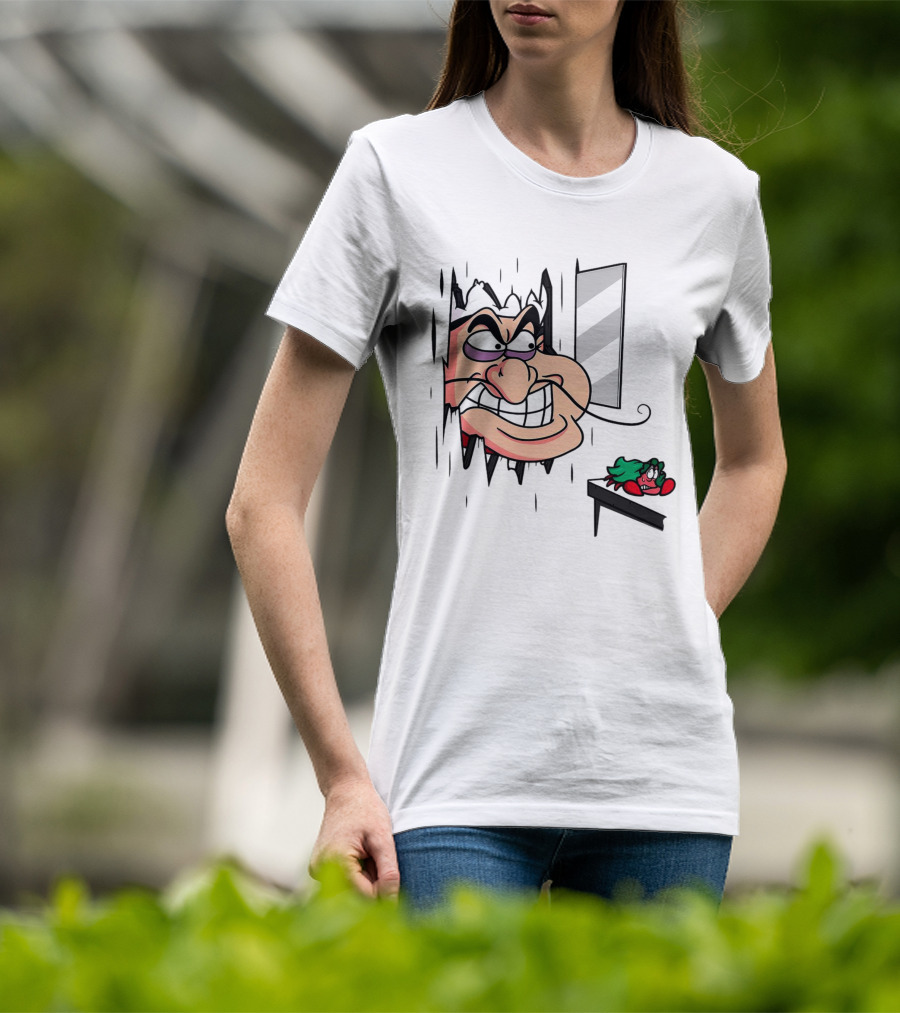 Chef Louis The Little Mermaid Cartoon Illustration With Louis Peeking Through Doorway T-Shirt