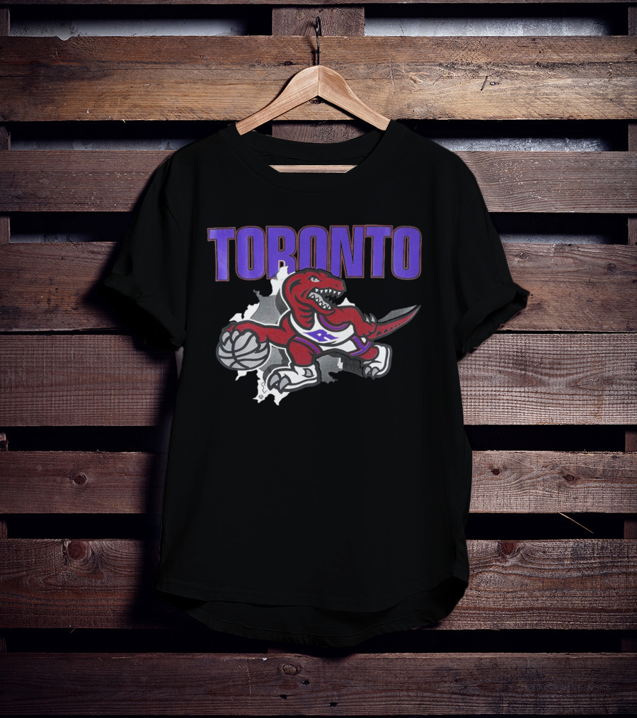 Toronto Raptors Basketball Dinosaur Logo Badge T-Shirt