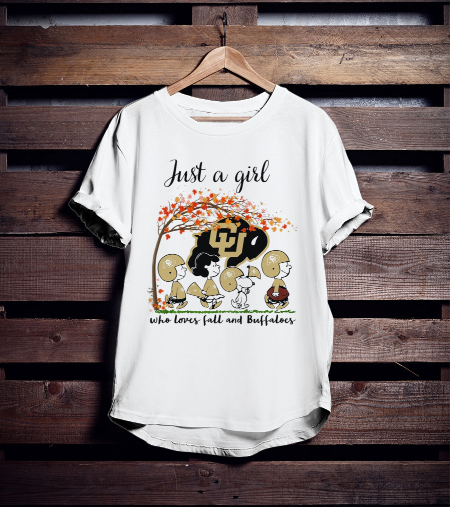 Just A Girl Who Loves Fall And Colorado Buffaloes Peanuts Cartoon T-Shirt