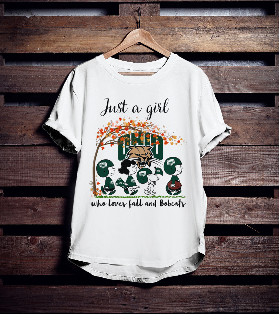 Just A Girl Who Loves Fall And Ohio Bobcats Peanuts Cartoon T-Shirt