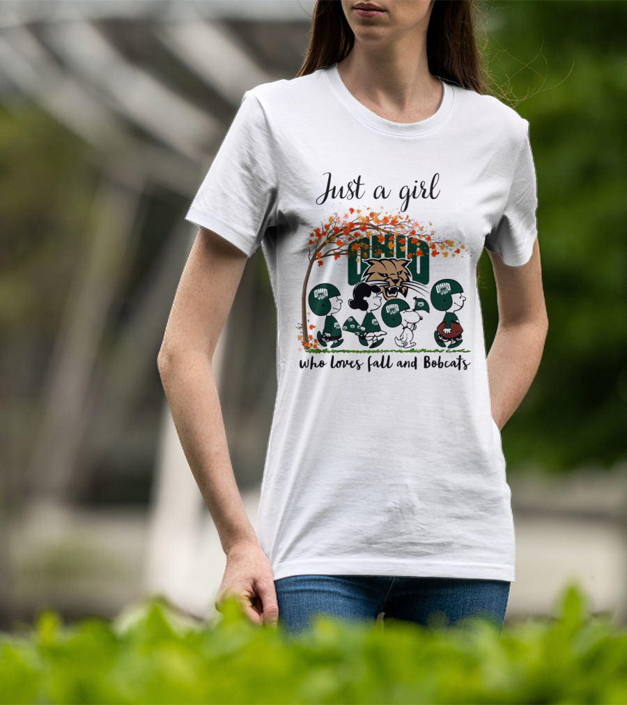 Just A Girl Who Loves Fall And Ohio Bobcats Peanuts Cartoon T-Shirt