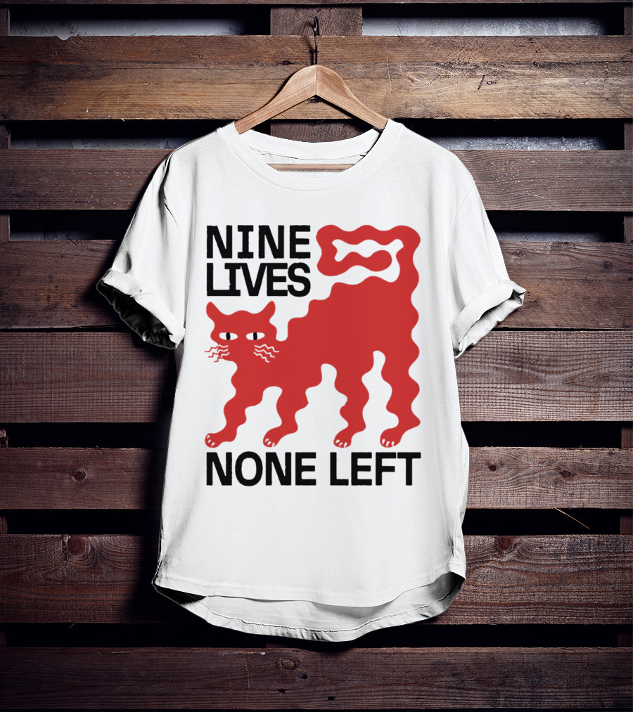 Nine Lives None Left Red Cat T-Shirt