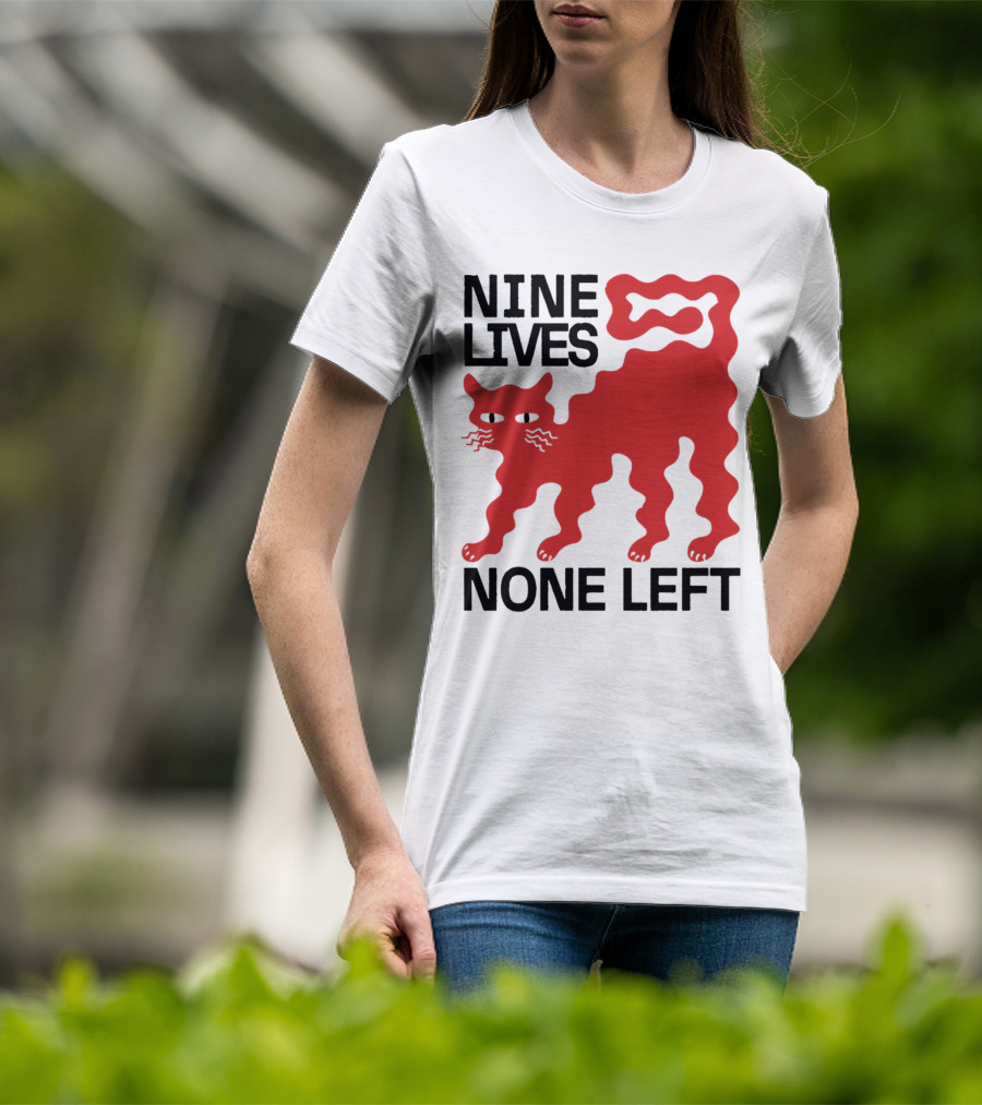 Nine Lives None Left Red Cat T-Shirt