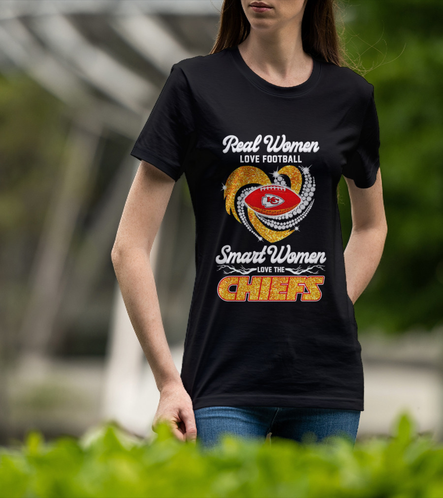 Kansas City Chiefs Real Women Love Football Smart Women Love The Chiefs Diamond Love T-Shirt