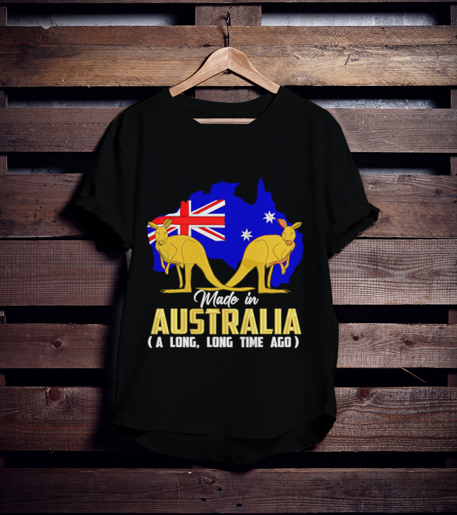 Made In Australia A Long Time Ago With Kangaroos And Australia Map Flag T-Shirt