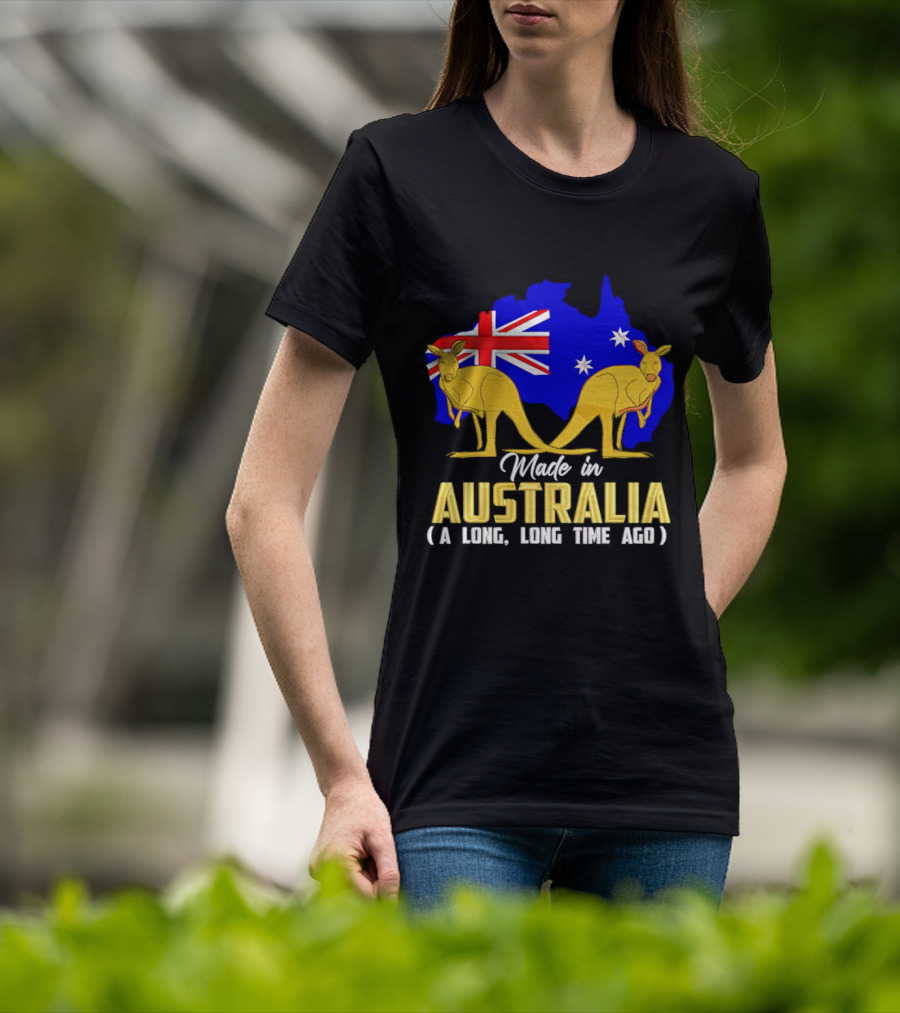 Made In Australia A Long Time Ago With Kangaroos And Australia Map Flag T-Shirt