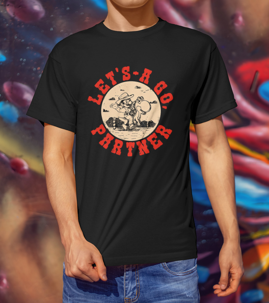 Let's-a Go Partner Mario And Yoshi Western Adventure T-Shirt