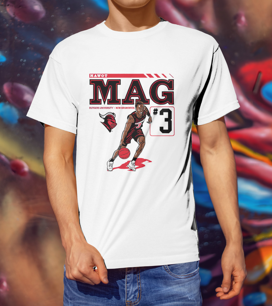 Mawot Mag #3 Rutgers Scarlet Knights Basketball Caricature Rutgers University New Brunswick T-Shirt