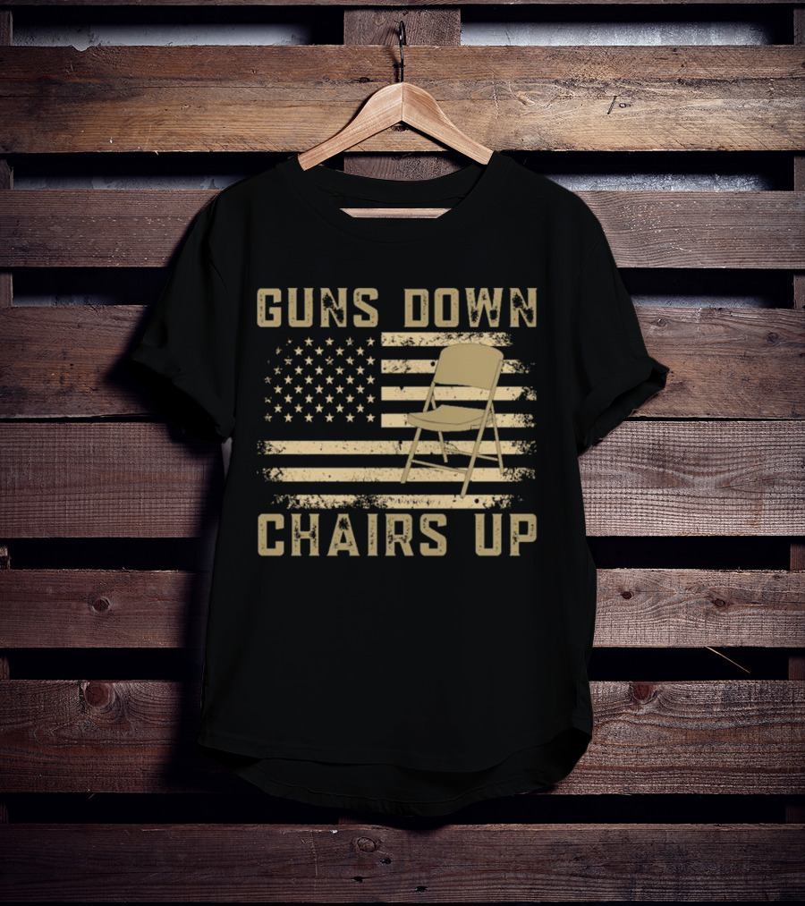 Guns Down Chairs Up American Flag Montgomery Alabama Brawl T-Shirt