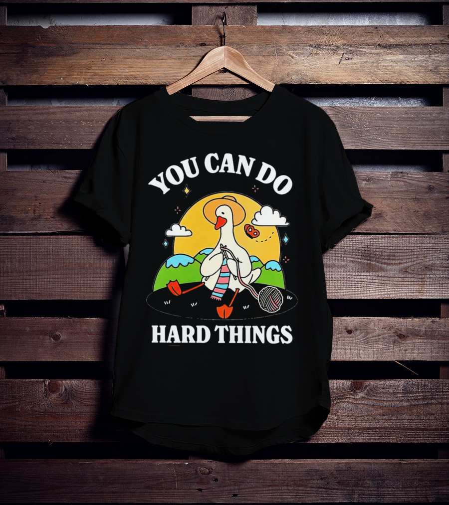 Duck You Can Hard Things Teacher Happy Duck In Hat With Scarf And Whistle T-Shirt