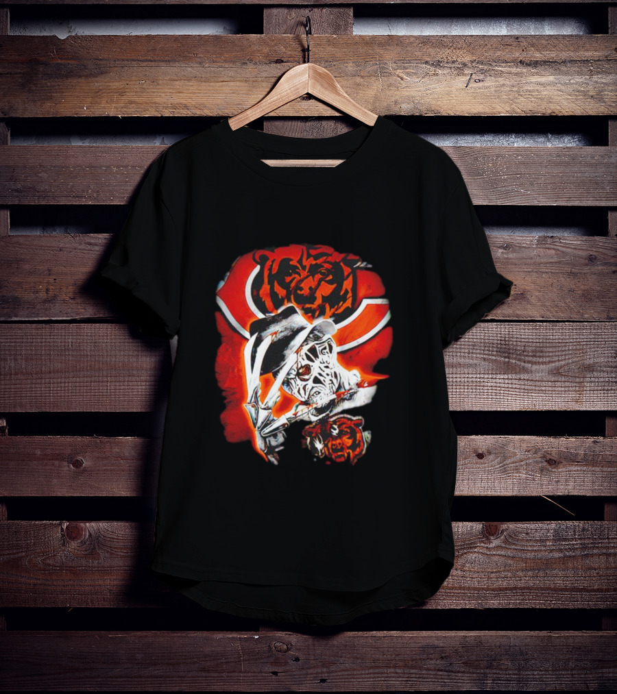 Freddy Krueger Chicago Bears Halloween Horror Crossover T-Shirt
