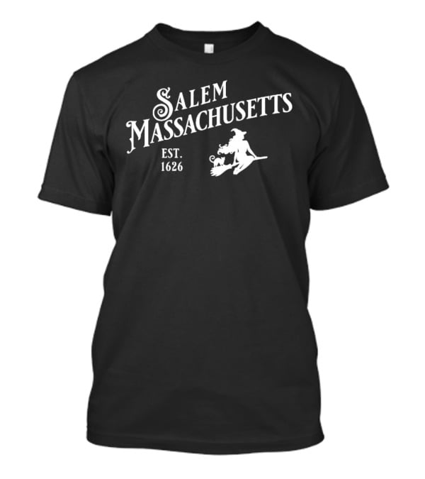 Hocus Pocus Salem Massachusetts 1626 Witch Halloween Broomstick Cat Moon T-Shirt