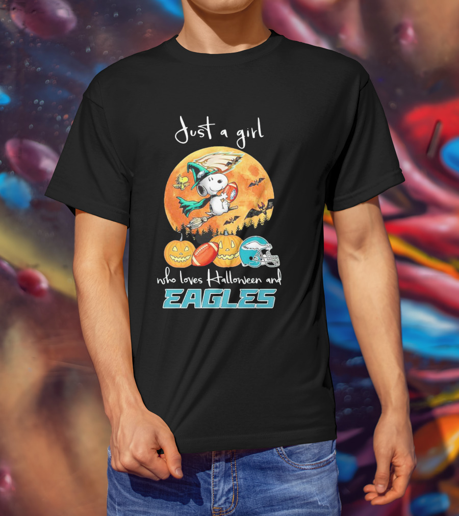 Just A Girl Who Loves Halloween And Philadelphia Eagles Snoopy T-Shirt