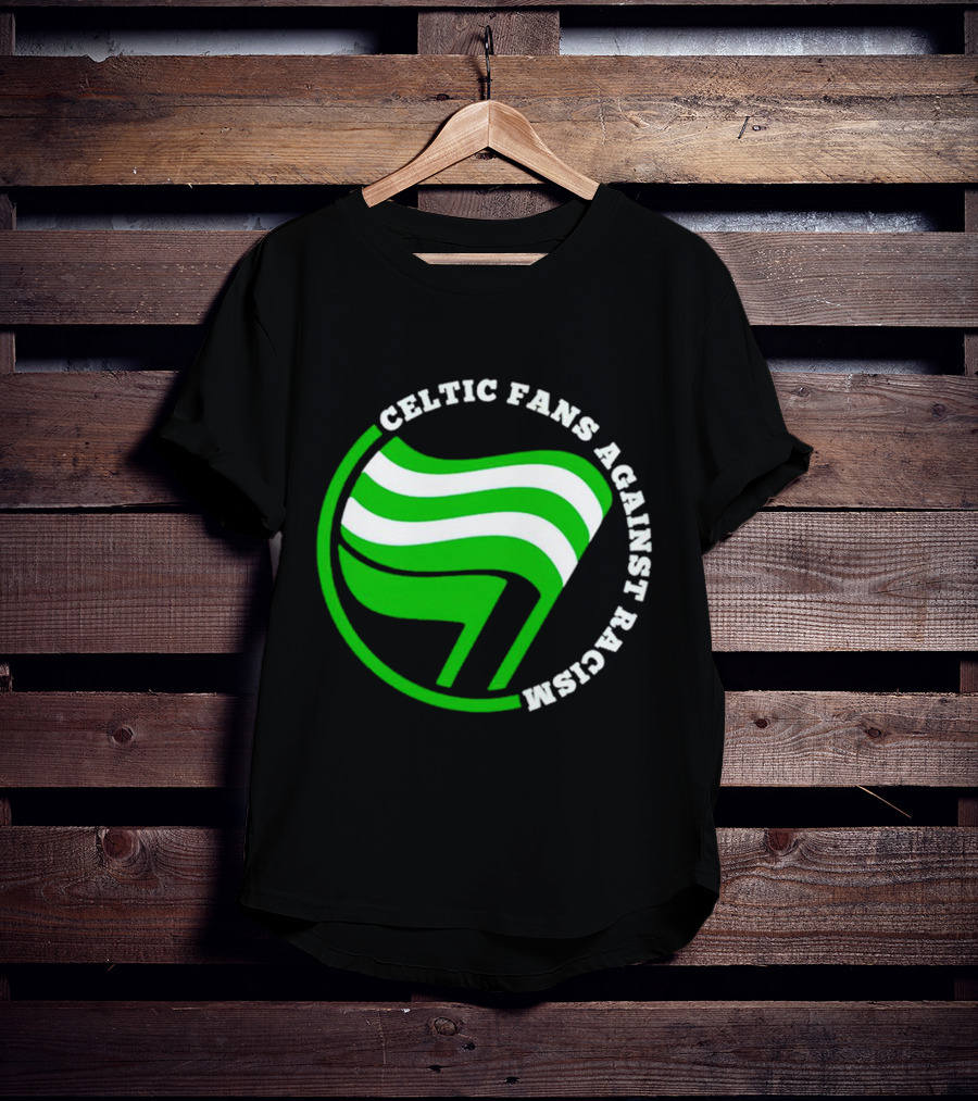 Celtic Fans Against Racism Green And White Flag T-Shirt