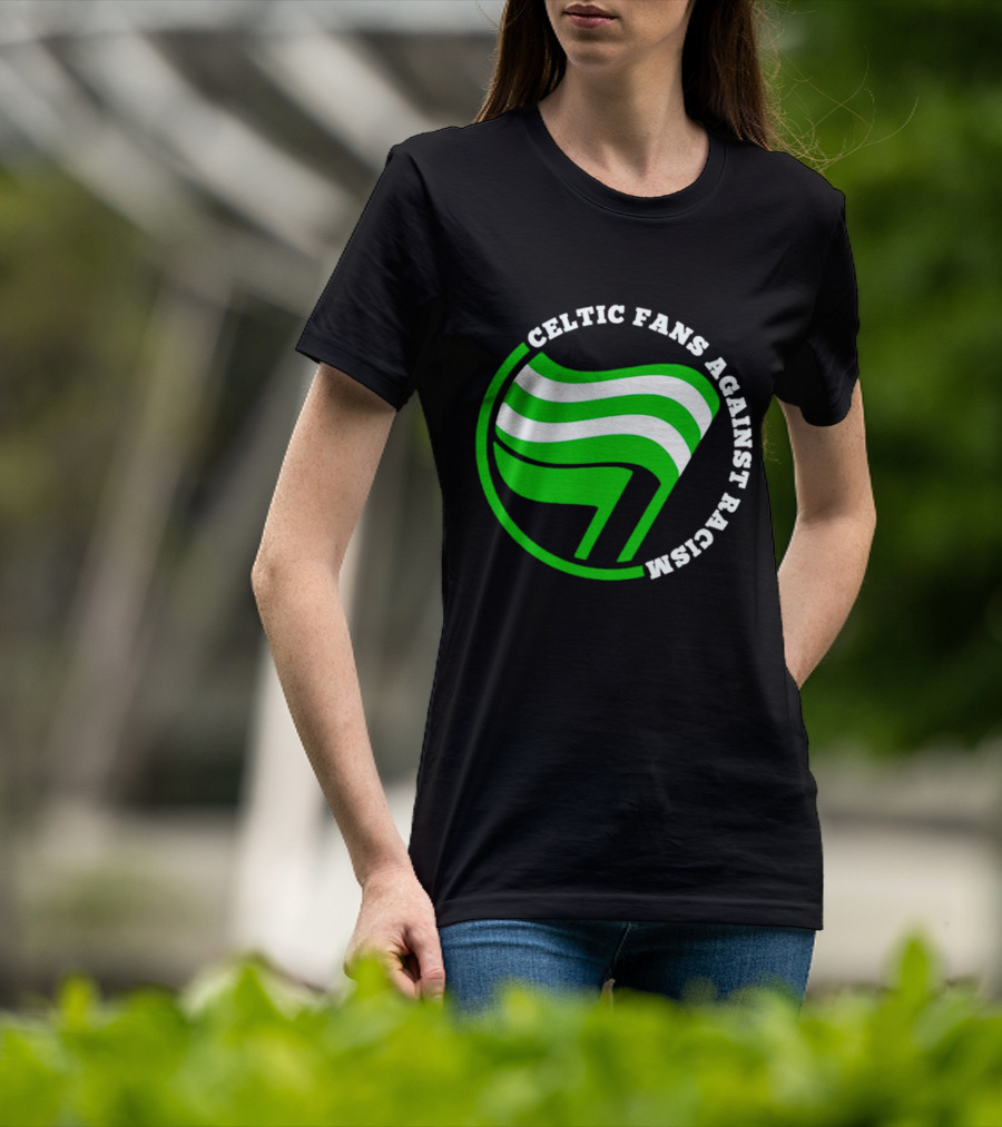 Celtic Fans Against Racism Green And White Flag T-Shirt