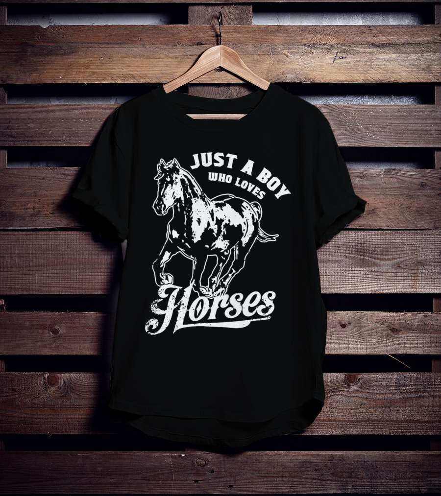 Just A Boy Who Loves Horses Riding T-Shirt