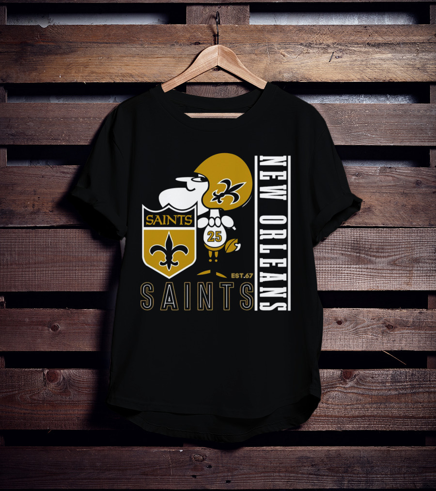 New Orleans Saints Est.67 Mascot With Shield And Fleur-de-Lis T-Shirt