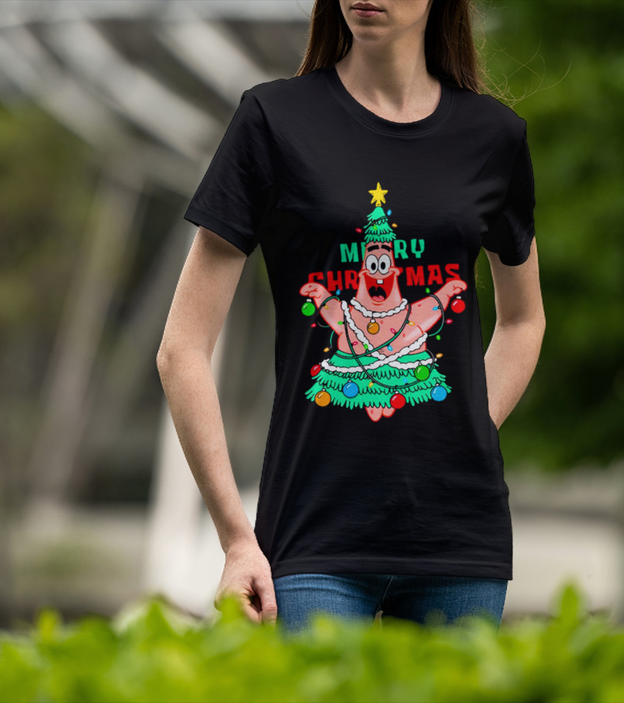 Merry Christmas Patrick Tree Holiday Lights T-Shirt