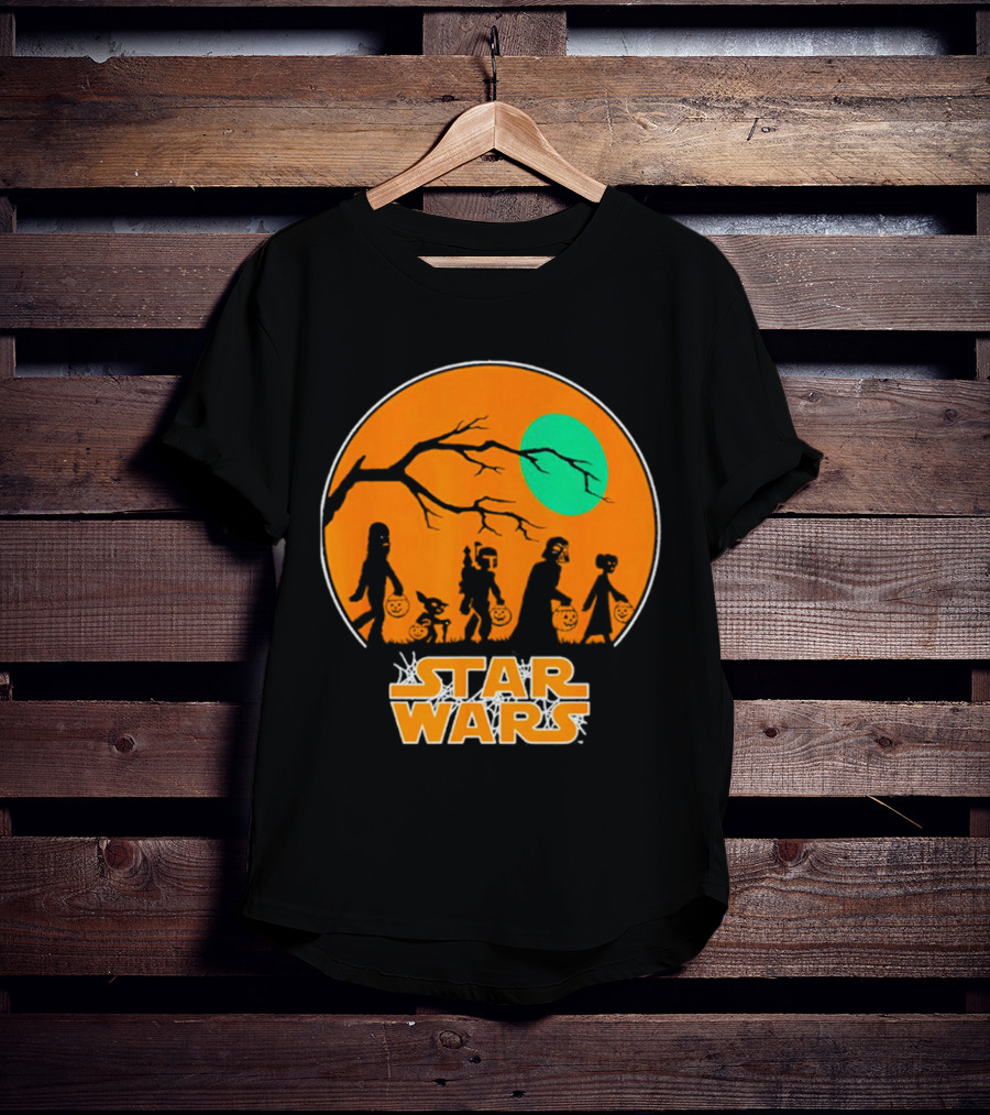 Star Wars Halloween Trick-or-Treating Silhouette Moon T-Shirt
