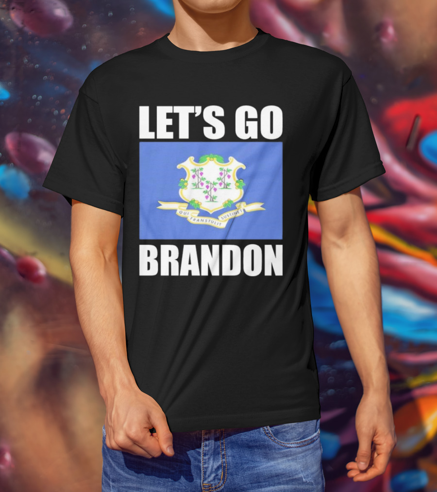 LET'S GO BRANDON Qui Transtulit Sustinet Connecticut Flag T-Shirt