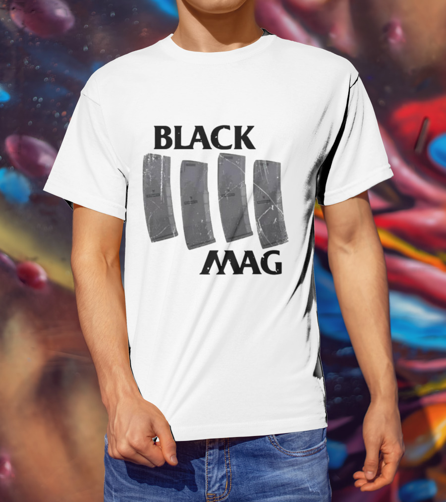 BLACK MAG Scratched And Weathered Magazines T-Shirt