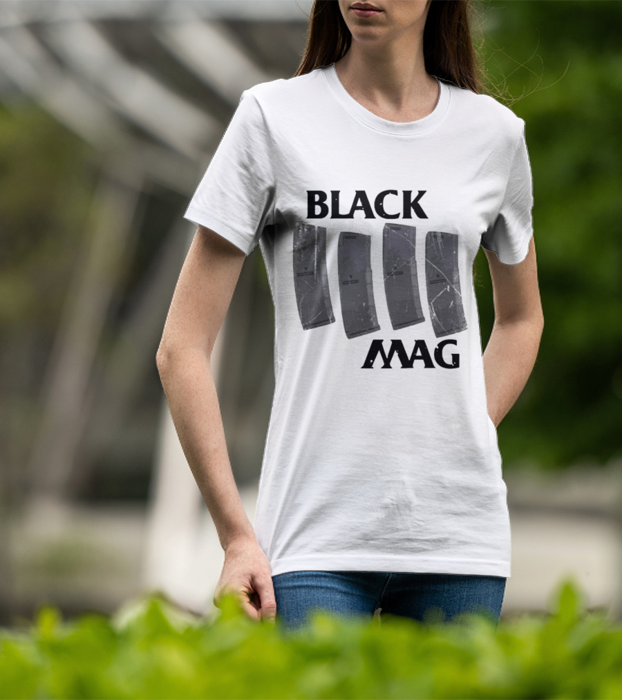 BLACK MAG Scratched And Weathered Magazines T-Shirt