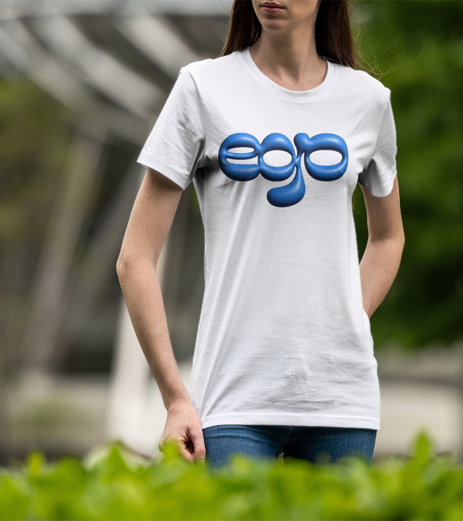 Ego Logo Blue Text T-Shirt