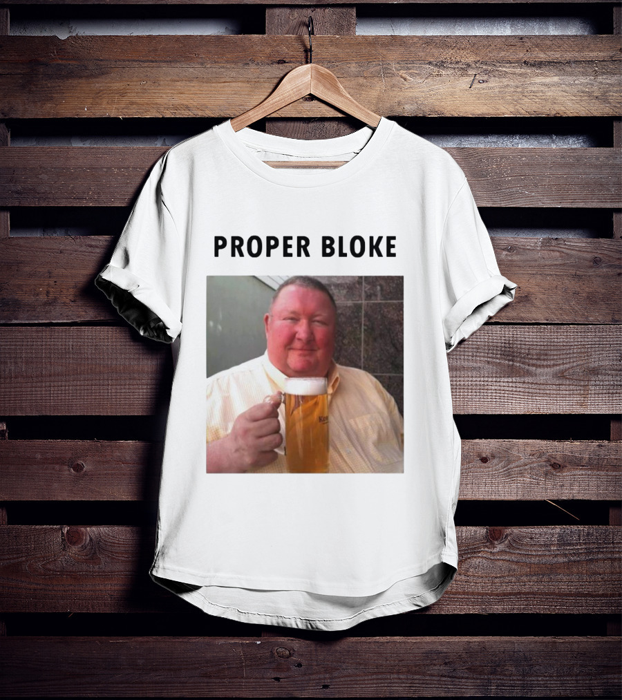 Proper Bloke Holding Beer With Contented Expression T-Shirt