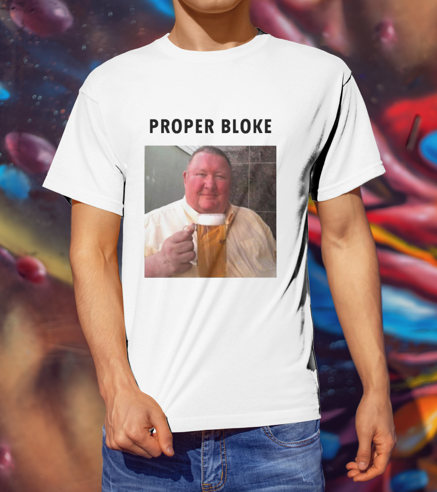 Proper Bloke Holding Beer With Contented Expression T-Shirt