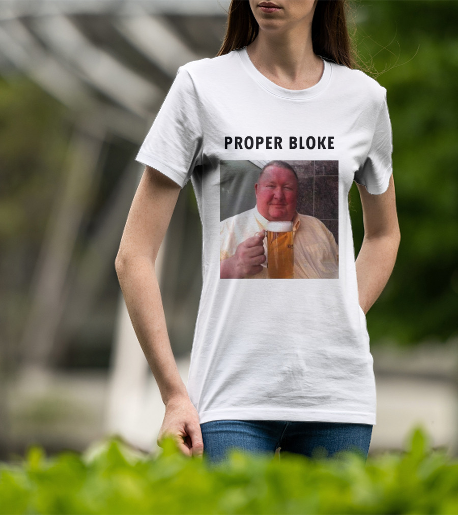 Proper Bloke Holding Beer With Contented Expression T-Shirt