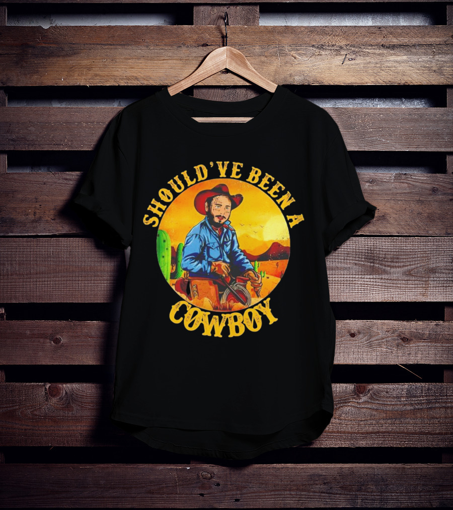 Should’ve Been A Cowboy Vintage Desert Scene With Cactus And Mountains T-Shirt