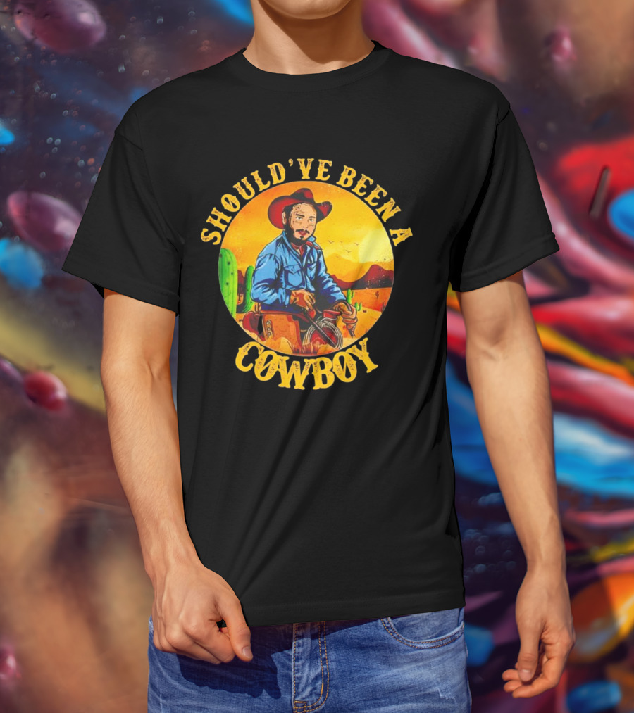 Should’ve Been A Cowboy Vintage Desert Scene With Cactus And Mountains T-Shirt