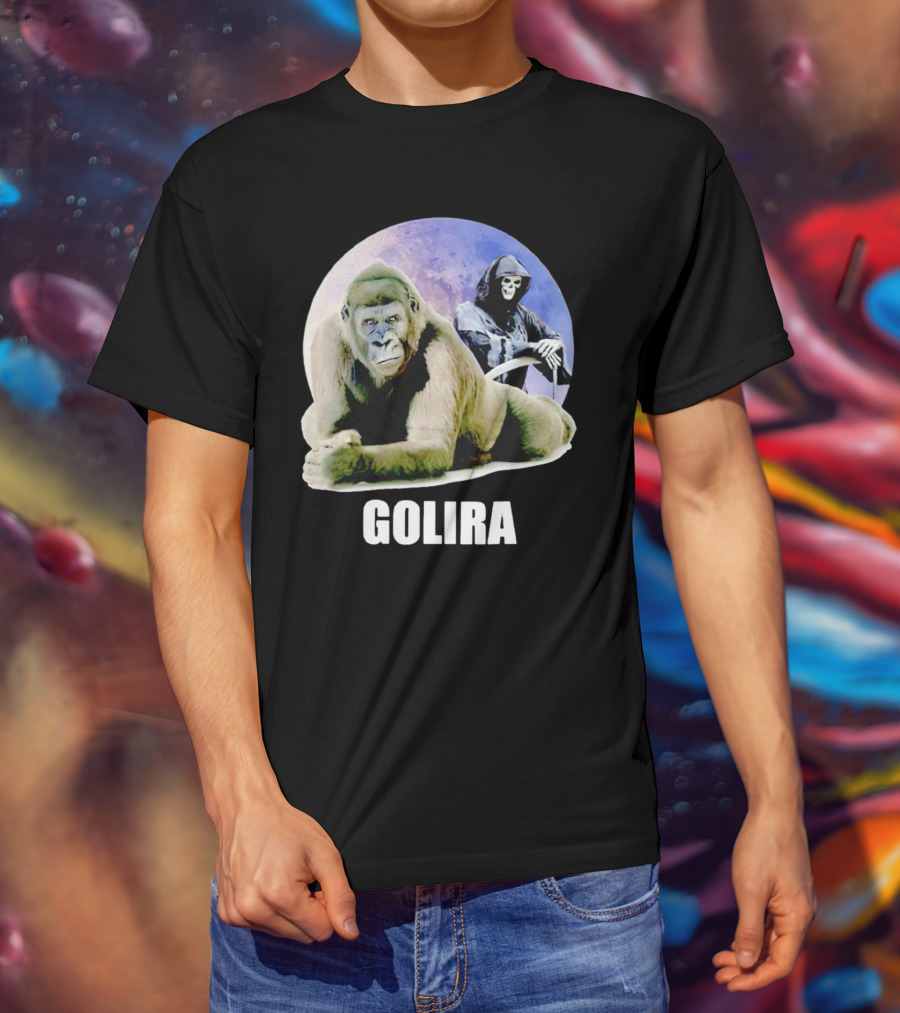 Gorilla With Grim Reaper In Cosmic Golira Scene T-Shirt