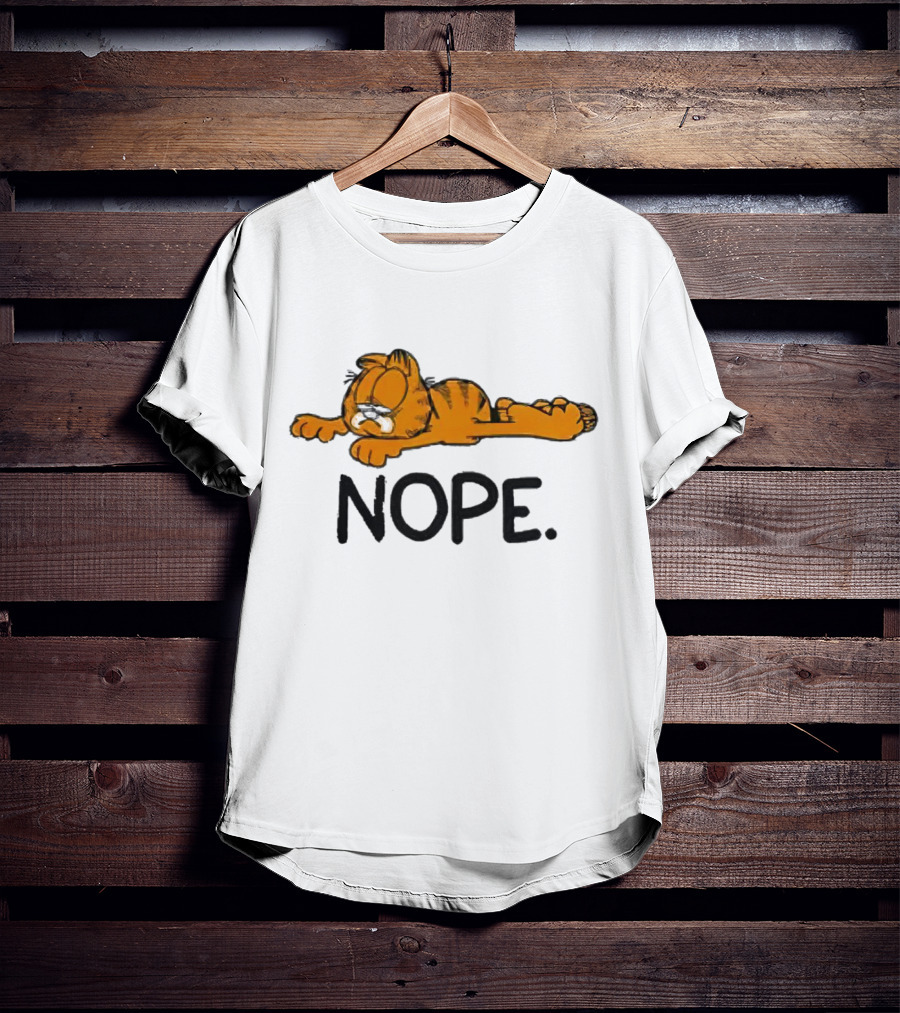 Garfield Sad Nope Classic Comic Lazy Mood T-Shirt