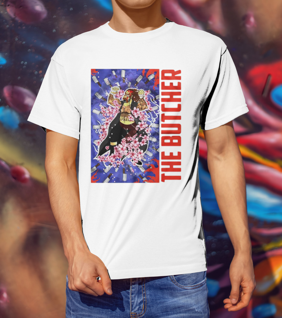 THE BUTCHER Cherry Blossom Blades Power Stance T-Shirt