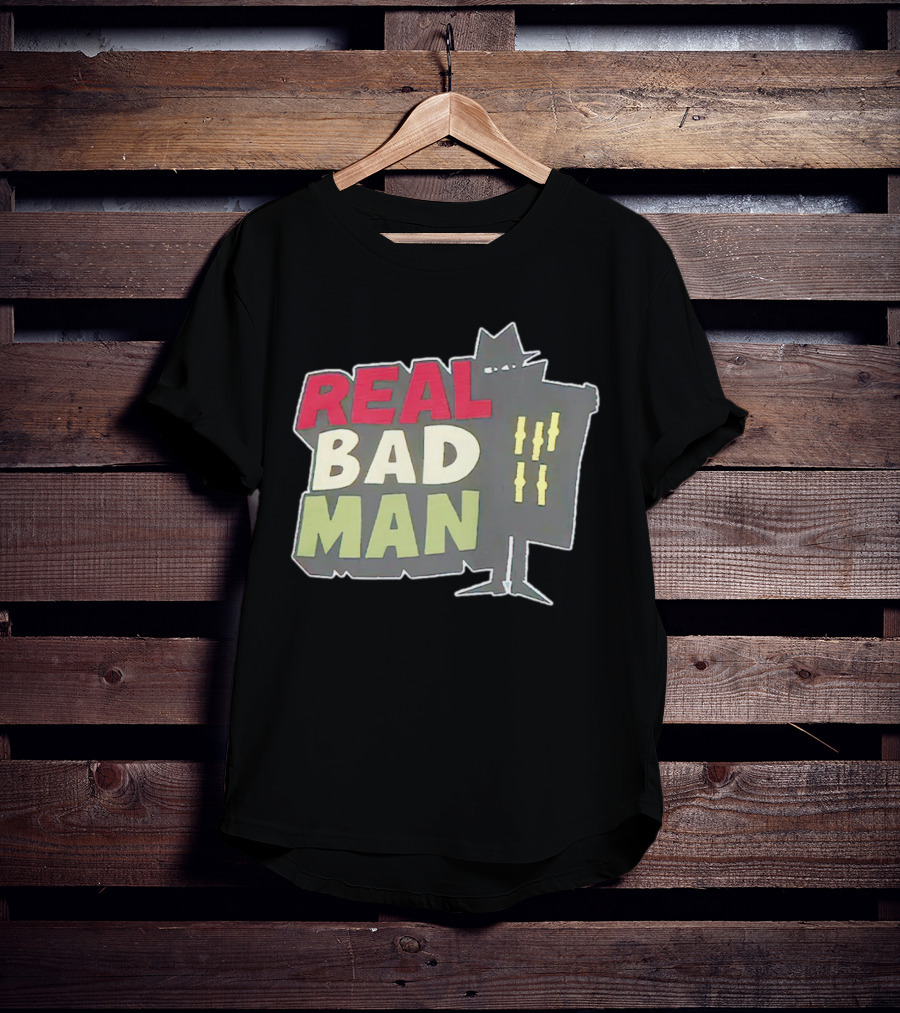 Real Bad Man With Iconic Silhouette And Stripes T-Shirt