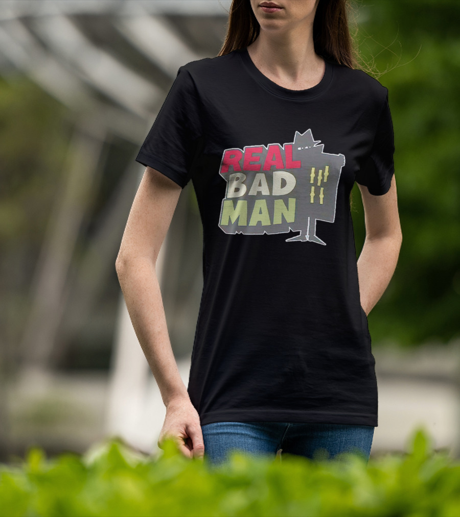 Real Bad Man With Iconic Silhouette And Stripes T-Shirt