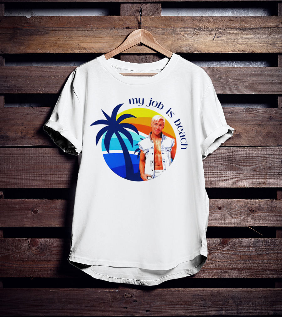 Barbie My Job Is Beach Ken Sunset Palm Tree T-Shirt