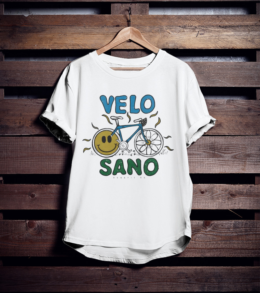 VELO SANO Yellow Smile Bike Sun Motif T-Shirt