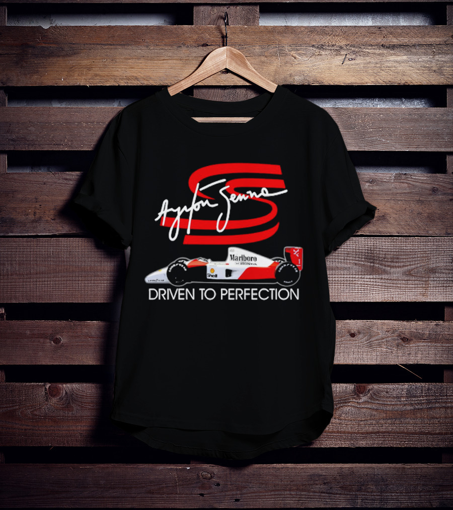 Ayrton Senna Driven To Perfection Marlboro Racing Car T-Shirt