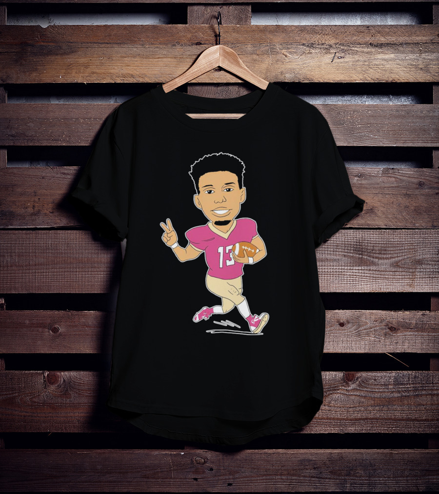 Jordan Travis Cartoon Character Football Peace Sign T-Shirt