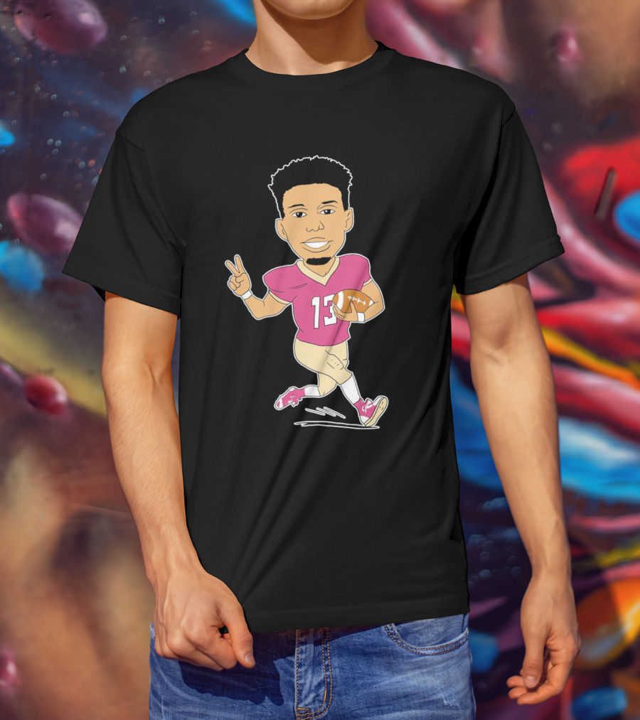 Jordan Travis Cartoon Character Football Peace Sign T-Shirt