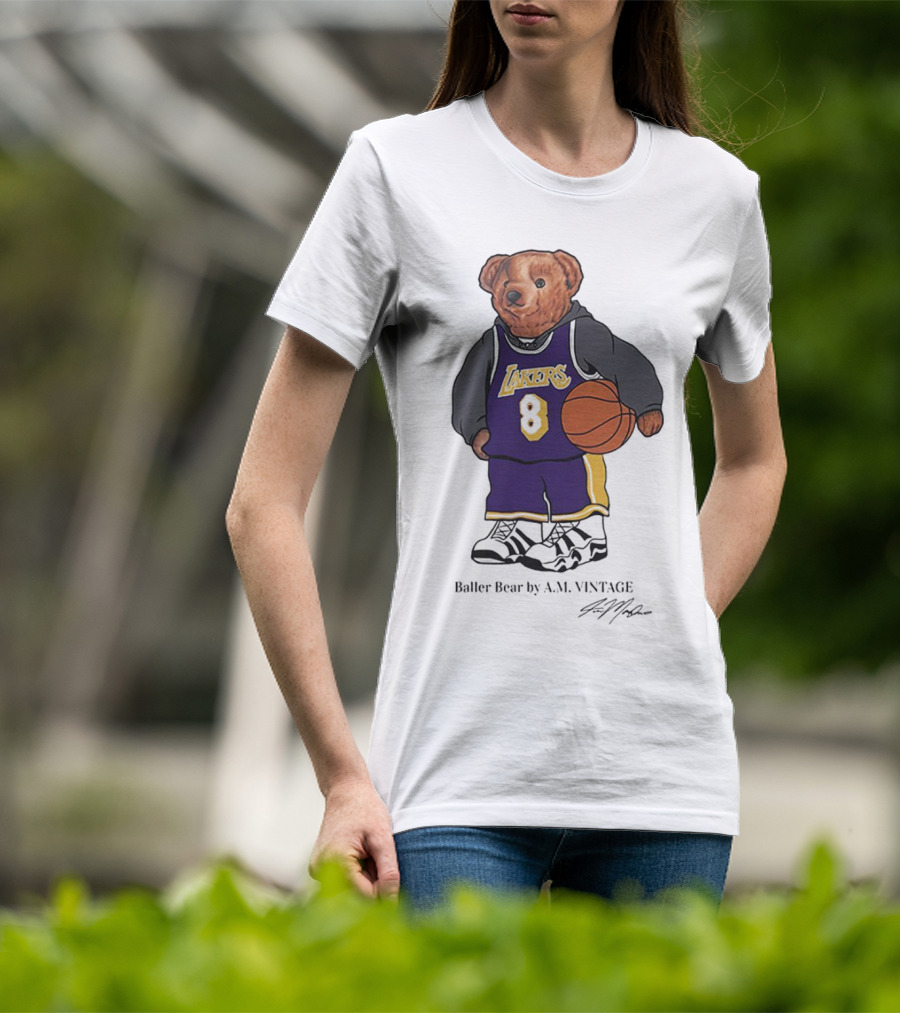 Lakers Baller Bear Kobe Bryant Champion Number 8 T-Shirt