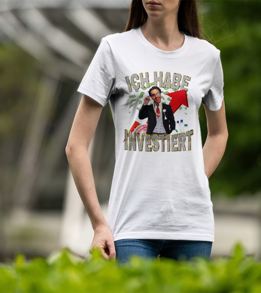 Ich Habe Investiert Money Business Success Visual With Red Arrow And Wealth Elements T-Shirt