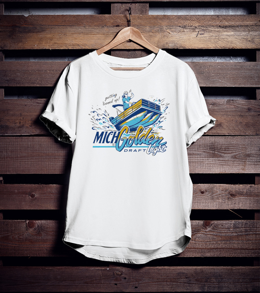 Getting Tooned Up Mich Golden Draft Light Boat Adventure T-Shirt