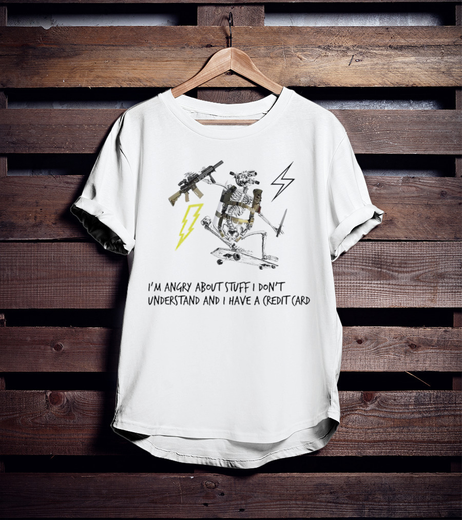 I'm Angry About Stuff I Don't Understand With Yellow Lightning Bolt And Black Lightning Bolt T-Shirt
