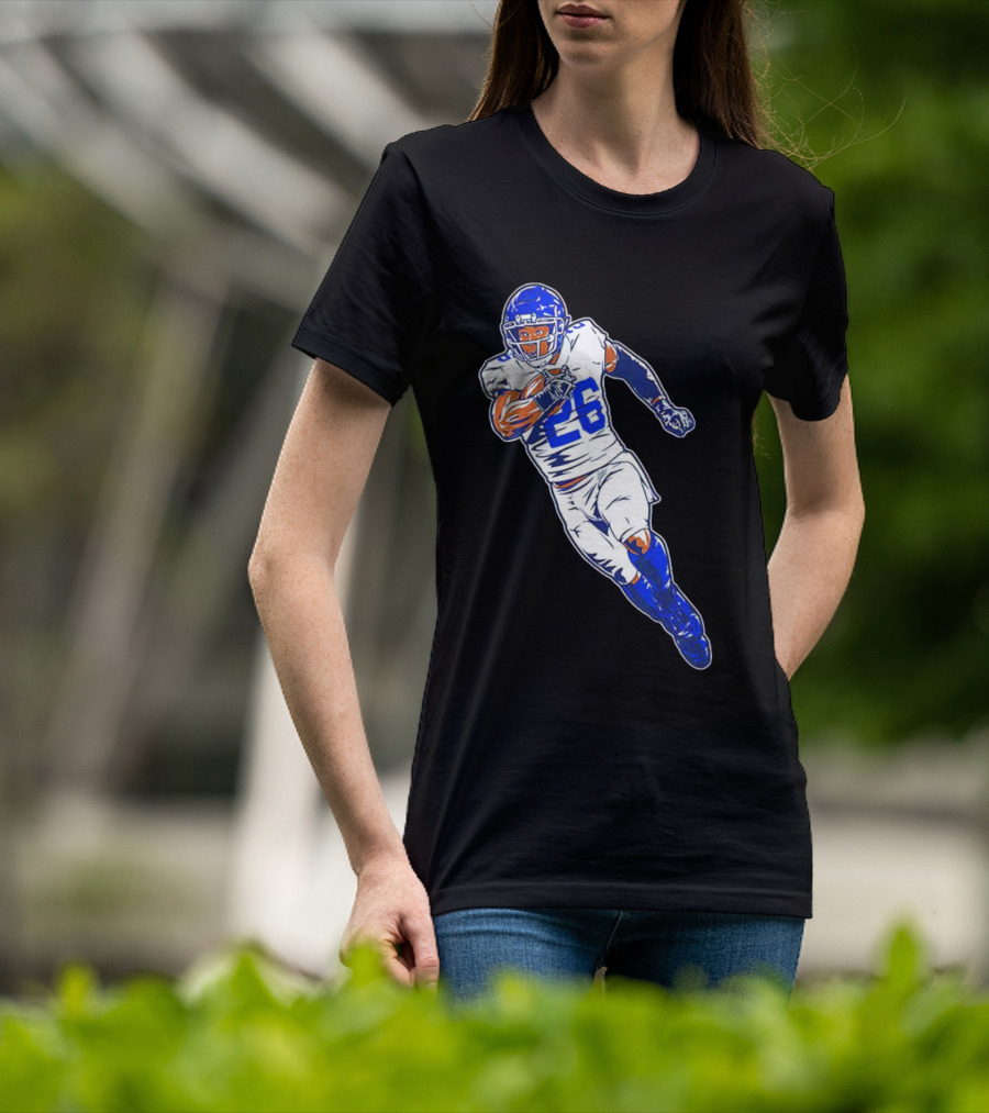Saquon Barkley New York Giants 26 Superstar Pose Signature T-Shirt